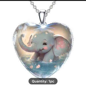 Cute Exquisite Little Elephant Heart-shaped Pendant Necklace Gift For Girls